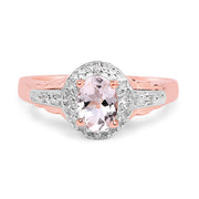Bids.com 14K Rose Gold Plated 0.73 Carat Genuine Morganite & White Topaz .925 Sterling Silver Ring Rings