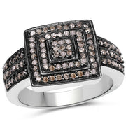 Bids.com 0.42 Carat Genuine Champagne Diamond .925 Sterling Silver Ring Rings