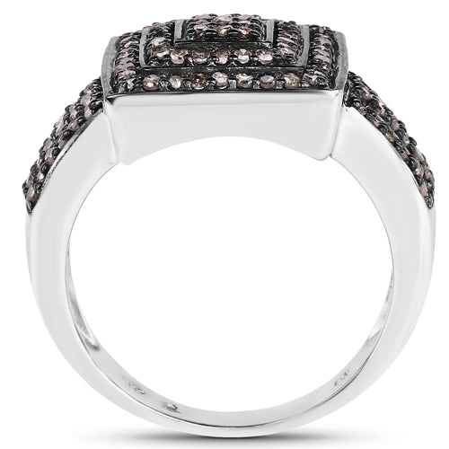 Bids.com 0.42 Carat Genuine Champagne Diamond .925 Sterling Silver Ring Rings