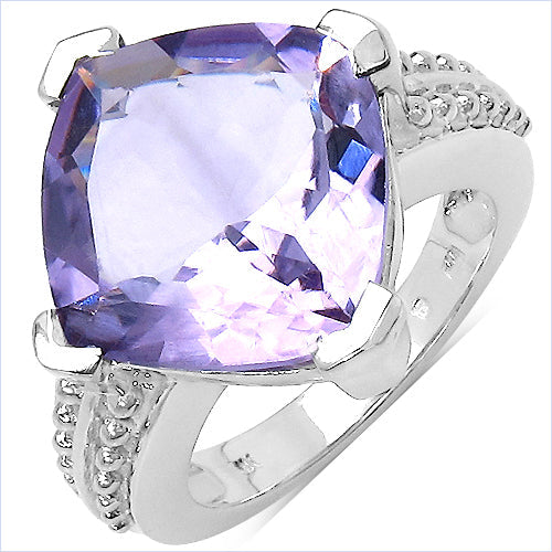 Bids.com 10.30 Carat Genuine Amethyst .925 Sterling Silver Ring Rings