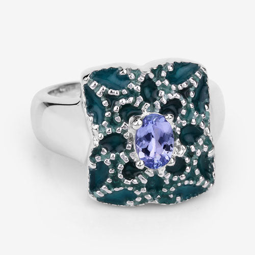 Bids.com 0.44 Carat Genuine Tanzanite .925 Sterling Silver Ring Rings
