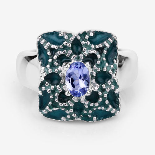 Bids.com 0.44 Carat Genuine Tanzanite .925 Sterling Silver Ring Rings