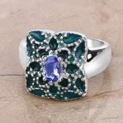 Bids.com 0.44 Carat Genuine Tanzanite .925 Sterling Silver Ring Rings
