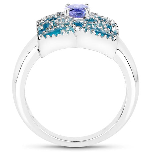 Bids.com 0.44 Carat Genuine Tanzanite .925 Sterling Silver Ring Rings
