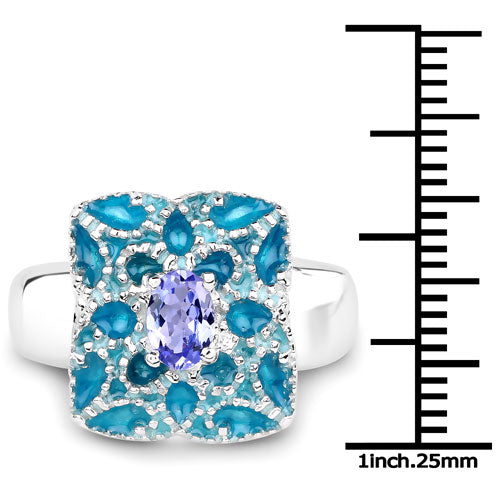Bids.com 0.44 Carat Genuine Tanzanite .925 Sterling Silver Ring Rings