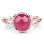 Bids.com 14K Rose Gold Plated 5.05 Carat Glass Filled Ruby .925 Sterling Silver Ring Rings