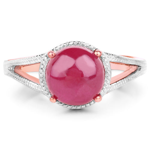 Bids.com 14K Rose Gold Plated 5.05 Carat Glass Filled Ruby .925 Sterling Silver Ring Rings