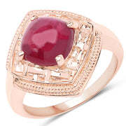 Bids.com 14K Rose Gold Plated 3.15 Carat Genuine Glass Filled Ruby .925 Sterling Silver Ring Rings