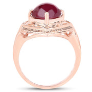 Bids.com 14K Rose Gold Plated 3.15 Carat Genuine Glass Filled Ruby .925 Sterling Silver Ring Rings