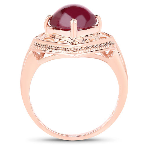 Bids.com 14K Rose Gold Plated 3.15 Carat Genuine Glass Filled Ruby .925 Sterling Silver Ring Rings