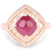 Bids.com 14K Rose Gold Plated 3.15 Carat Genuine Glass Filled Ruby .925 Sterling Silver Ring Rings