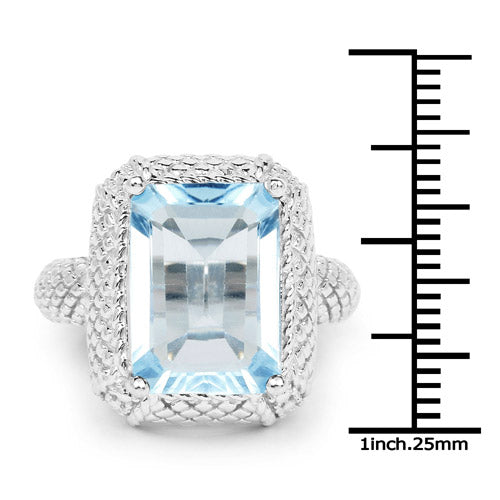 Bids.com 9.25 Carat Genuine Blue Topaz .925 Sterling Silver Ring Rings