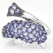 Bids.com 1.45 Carat Genuine Tanzanite and White Diamond .925 Sterling Silver Ring Rings