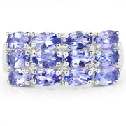 Bids.com 3.00 Carat Genuine Tanzanite .925 Sterling Silver Ring Rings