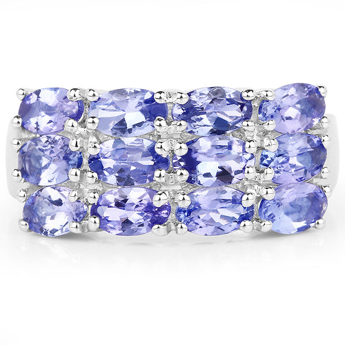 Bids.com 3.00 Carat Genuine Tanzanite .925 Sterling Silver Ring Rings