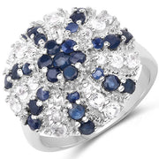Bids.com 1.78 Carat Genuine Blue Sapphire & White Topaz .925 Sterling Silver Ring Rings