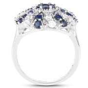 Bids.com 1.78 Carat Genuine Blue Sapphire & White Topaz .925 Sterling Silver Ring Rings