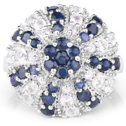Bids.com 1.78 Carat Genuine Blue Sapphire & White Topaz .925 Sterling Silver Ring Rings