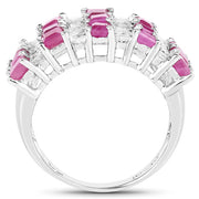 Bids.com 4.14 Carat Genuine Ruby and White Topaz .925 Sterling Silver Ring Rings