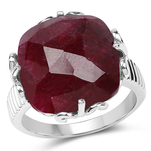 Bids.com 13.65 Carat Dyed Ruby .925 Sterling Silver Ring Rings