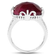 Bids.com 13.65 Carat Dyed Ruby .925 Sterling Silver Ring Rings