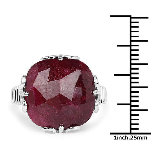 Bids.com 13.65 Carat Dyed Ruby .925 Sterling Silver Ring Rings