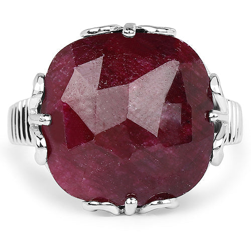 Bids.com 13.65 Carat Dyed Ruby .925 Sterling Silver Ring Rings