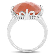 Bids.com 12.75 Carat Genuine Peach Moonstone .925 Sterling Silver Ring Rings