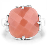 Bids.com 12.75 Carat Genuine Peach Moonstone .925 Sterling Silver Ring Rings