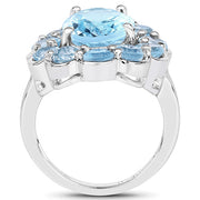 Bids.com 8.67 Carat Genuine Blue Topaz .925 Sterling Silver Ring Rings