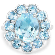 Bids.com 8.67 Carat Genuine Blue Topaz .925 Sterling Silver Ring Rings