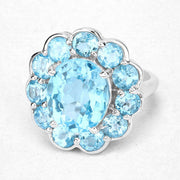 Bids.com 8.77 Carat Genuine Swiss Blue Topaz .925 Sterling Silver Ring Rings