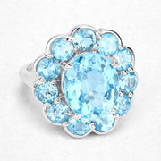 Bids.com 8.77 Carat Genuine Swiss Blue Topaz .925 Sterling Silver Ring Rings