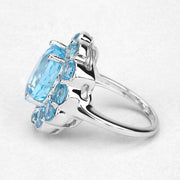 Bids.com 8.77 Carat Genuine Swiss Blue Topaz .925 Sterling Silver Ring Rings