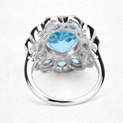 Bids.com 8.77 Carat Genuine Swiss Blue Topaz .925 Sterling Silver Ring Rings