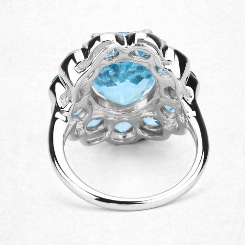 Bids.com 8.77 Carat Genuine Swiss Blue Topaz .925 Sterling Silver Ring Rings