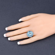 Bids.com 8.77 Carat Genuine Swiss Blue Topaz .925 Sterling Silver Ring Rings