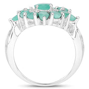 Bids.com 2.37 Carat Genuine Emerald .925 Sterling Silver Ring Rings