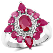Bids.com 3.04 Carat Glass Filled Ruby .925 Sterling Silver Ring Rings