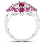 Bids.com 3.04 Carat Glass Filled Ruby .925 Sterling Silver Ring Rings