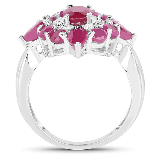 Bids.com 3.04 Carat Glass Filled Ruby .925 Sterling Silver Ring Rings