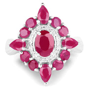 Bids.com 3.04 Carat Glass Filled Ruby .925 Sterling Silver Ring Rings