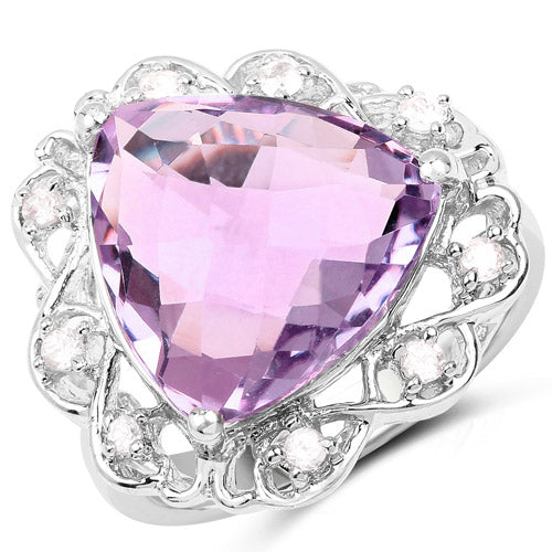 Bids.com 8.86 Carat Genuine Amethyst and White Zircon .925 Sterling Silver Ring Rings