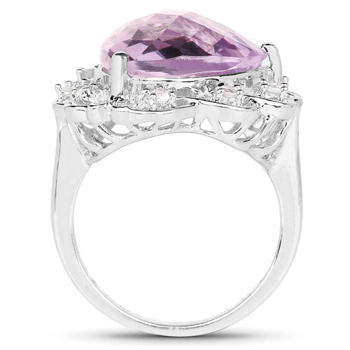 Bids.com 8.86 Carat Genuine Amethyst and White Zircon .925 Sterling Silver Ring Rings
