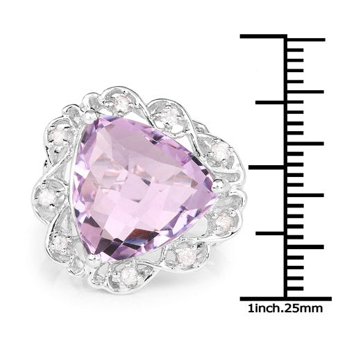 Bids.com 8.86 Carat Genuine Amethyst and White Zircon .925 Sterling Silver Ring Rings