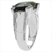 Bids.com 5.48 Carat Genuine Smoky Quartz .925 Sterling Silver Ring Rings White Smoke size 6.00,size 7.00,size 8.00,size 9.00