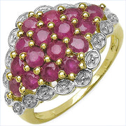 Bids.com 14K Yellow Gold Plated 2.08 Carat Genuine Ruby .925 Sterling Silver Ring Rings
