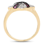 Bids.com 14K Yellow Gold Plated 0.57 Carat Genuine Ruby and White Cubic Zirconia .925 Sterling Silver Ring Rings