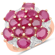 Bids.com 14K Rose Gold Plated 4.52 Carat Genuine Glass Filled Ruby .925 Sterling Silver Ring Rings