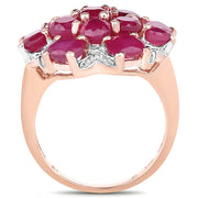 Bids.com 14K Rose Gold Plated 4.52 Carat Genuine Glass Filled Ruby .925 Sterling Silver Ring Rings